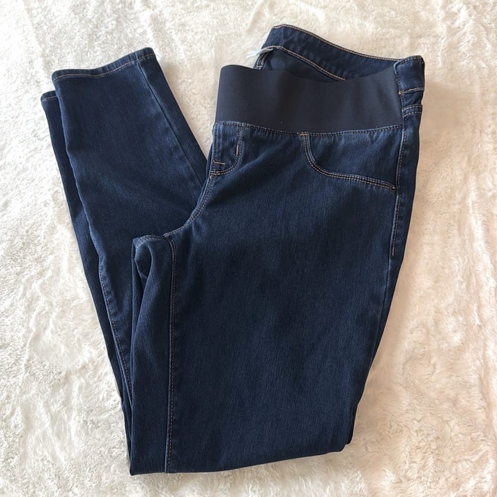 Old Navy Maternity Rockstar Super Skinny Front Low Panel Blue Jeans- size 12 - Picture 2 of 12